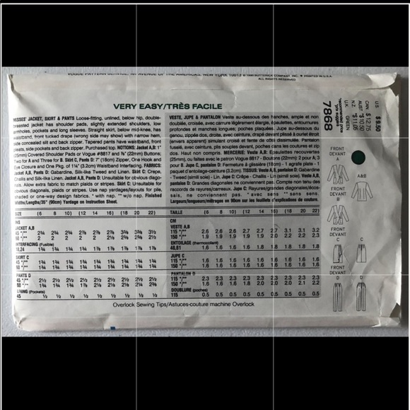 Vogue Pattern Set 7868 - Picture 2 of 2